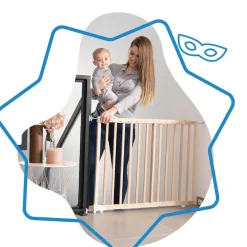 Badabulle                    Barrière extensible Deco Pop    Bois Naturel