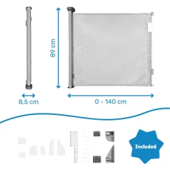 Badabulle Barrière retractable safe & roll Gris