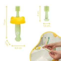 Badabulle Brosse à dents évolutive en silicone Vert/Jaune