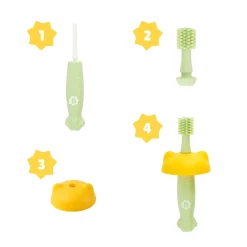 Badabulle                    Brosse à dents évolutive en silicone    Vert/Jaune