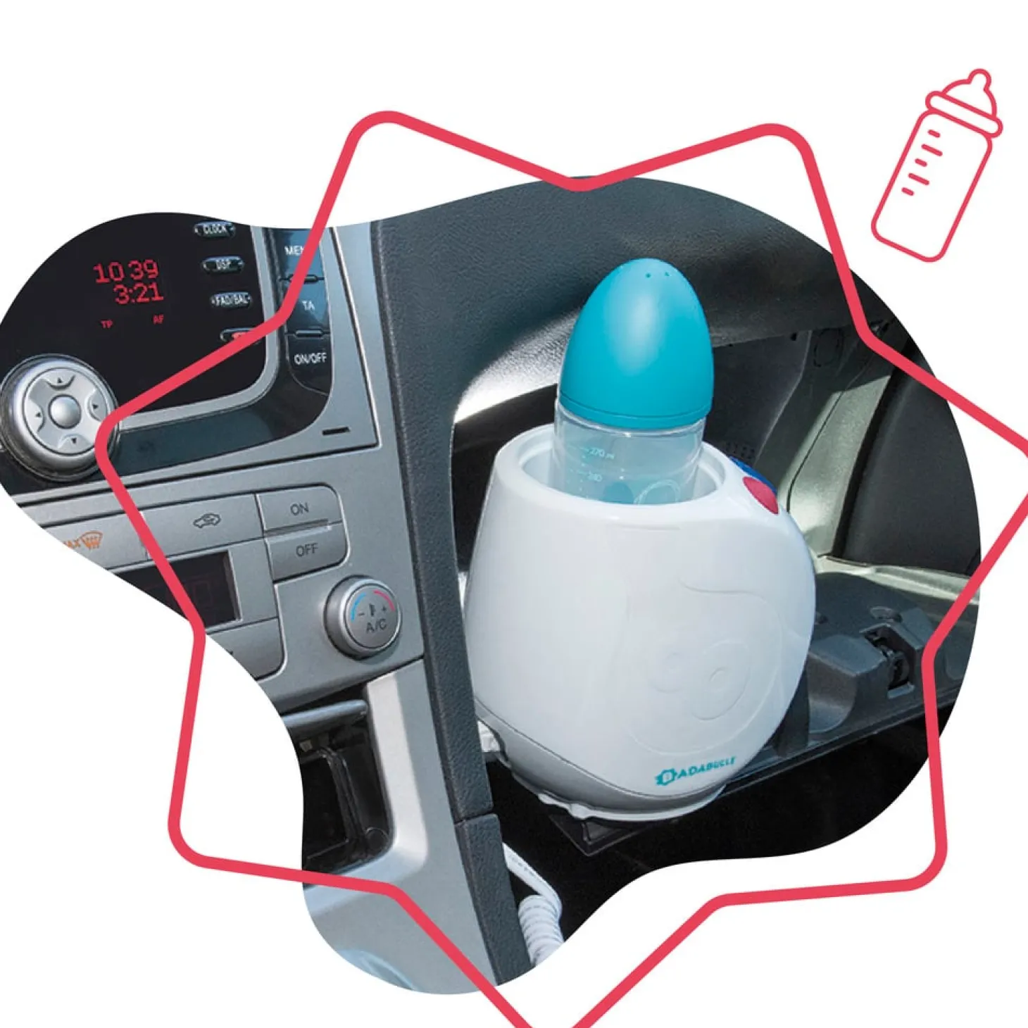Badabulle Chauffe biberon Easy + pour maison et voiture Blanc/Bleu