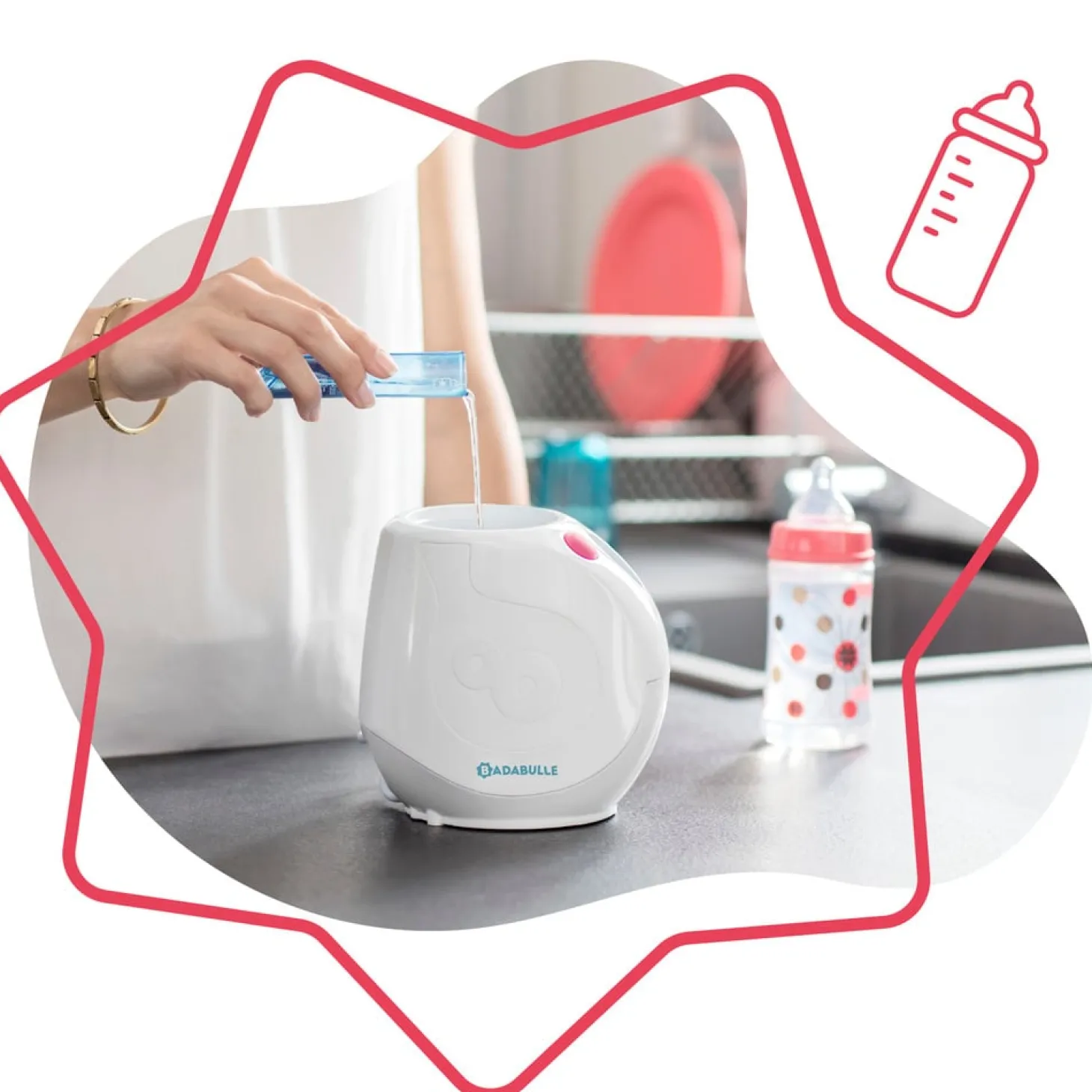 Badabulle Chauffe biberon Easy + Blanc/ Bleu