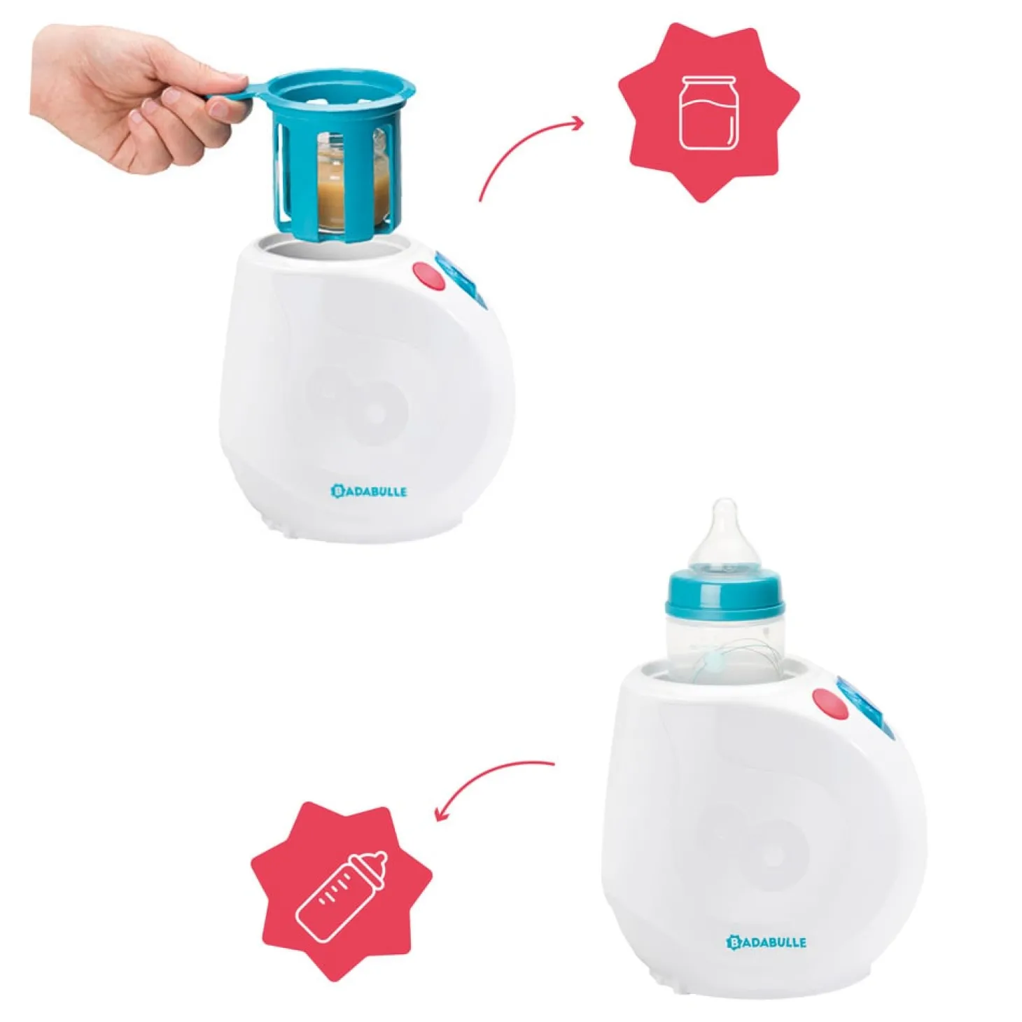 Badabulle Chauffe biberon Easy + Blanc/ Bleu