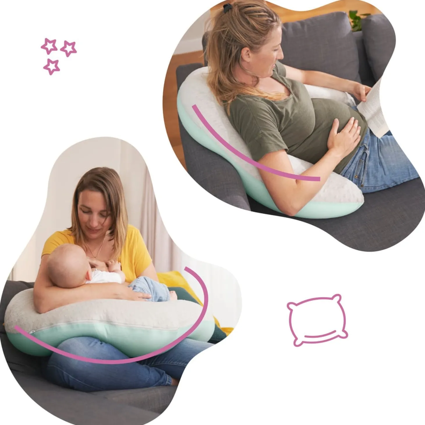 Badabulle Coussin de maternité Fluffy Bleu/Gris