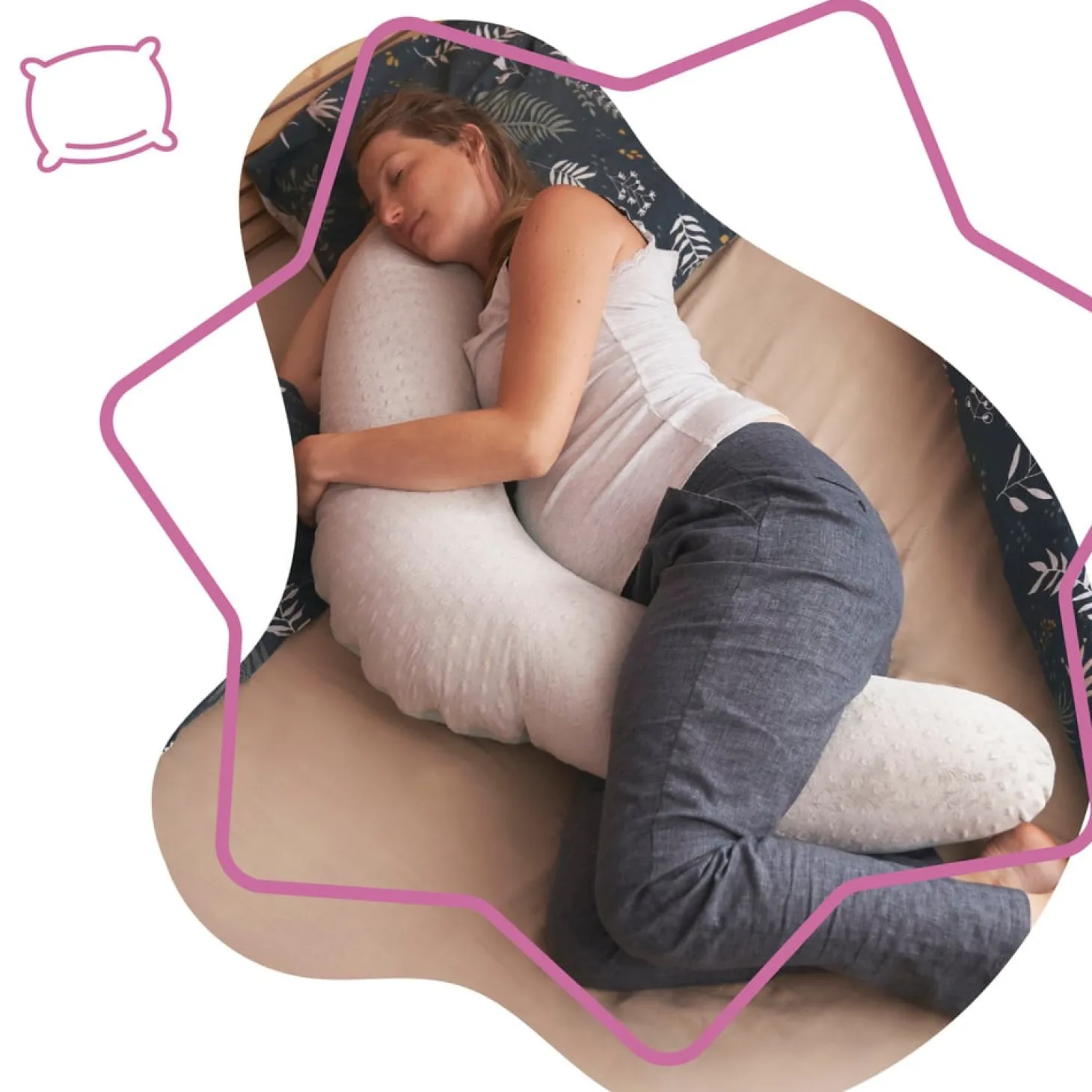 Badabulle Coussin de maternité Fluffy Bleu/Gris