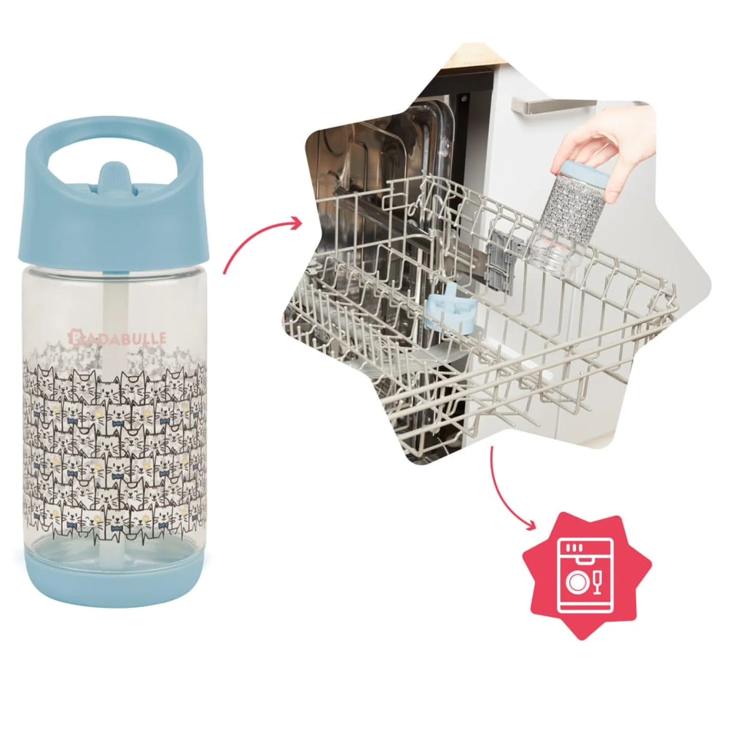 Badabulle Gourde avec paille Bleu 350 ml