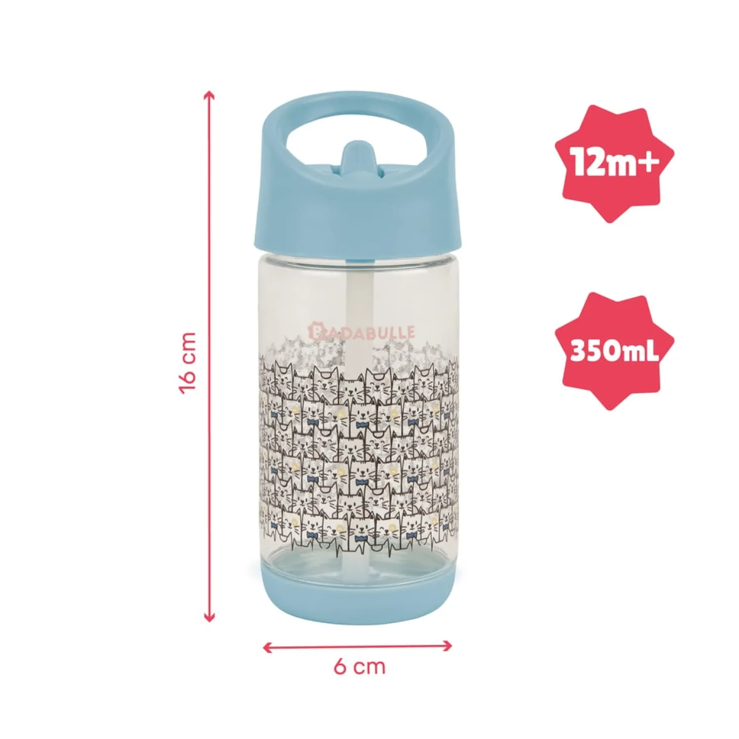 Badabulle Gourde avec paille Bleu 350 ml