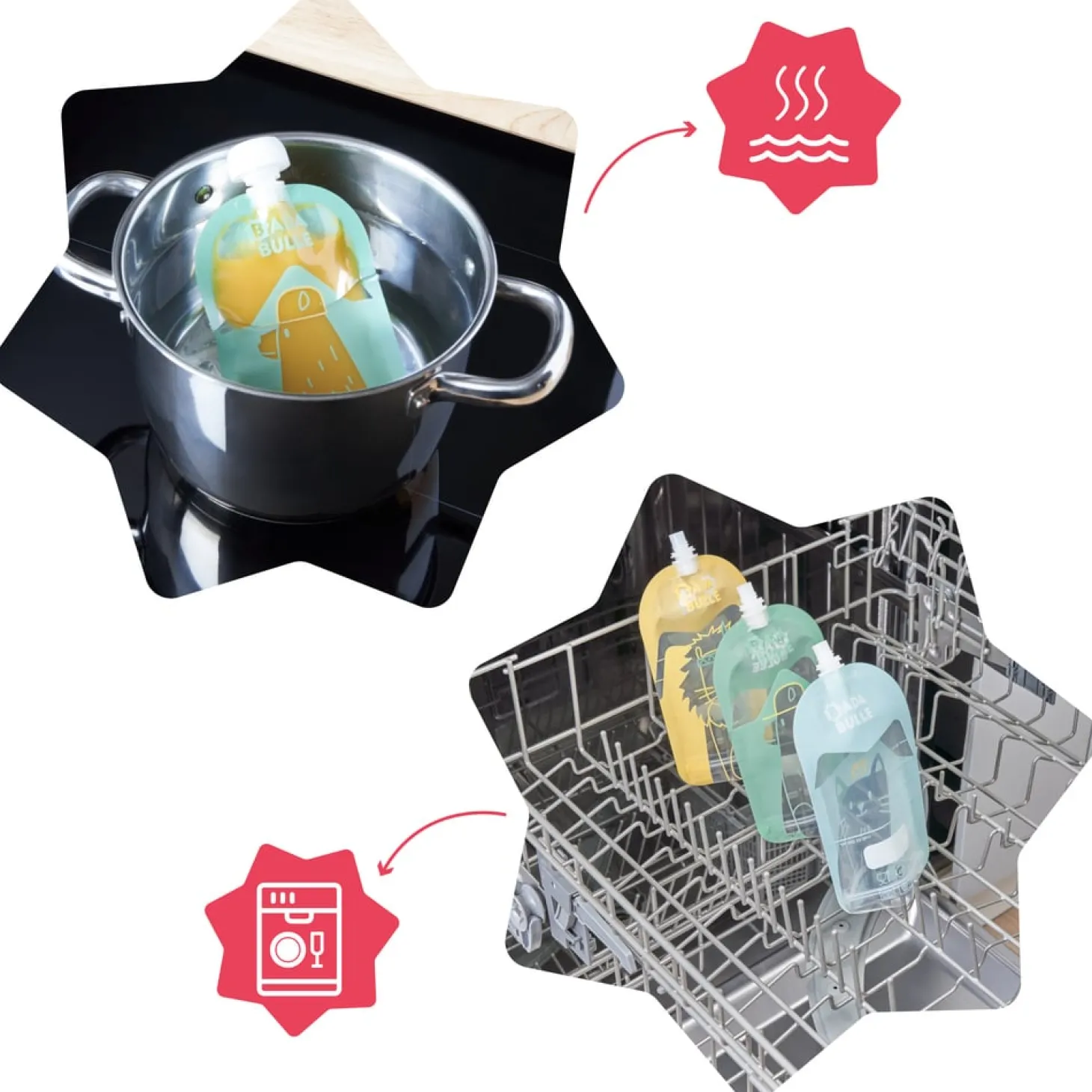 Badabulle 15 gourdes réutilisables Multicolore 150 ml