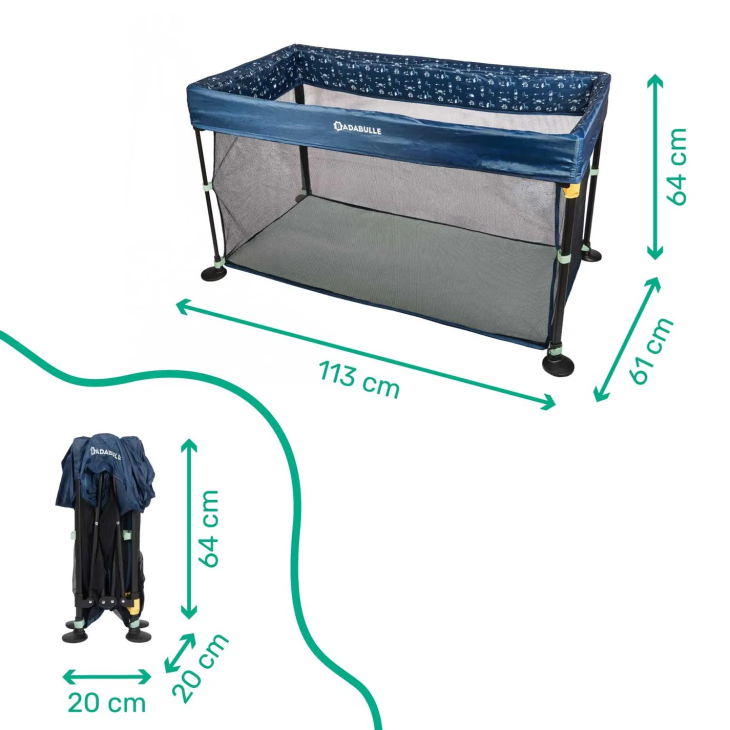 Badabulle Lit parapluie easy clip Bleu