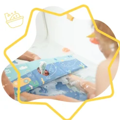 Badabulle                    Livre de bain et marionnette    Bleu