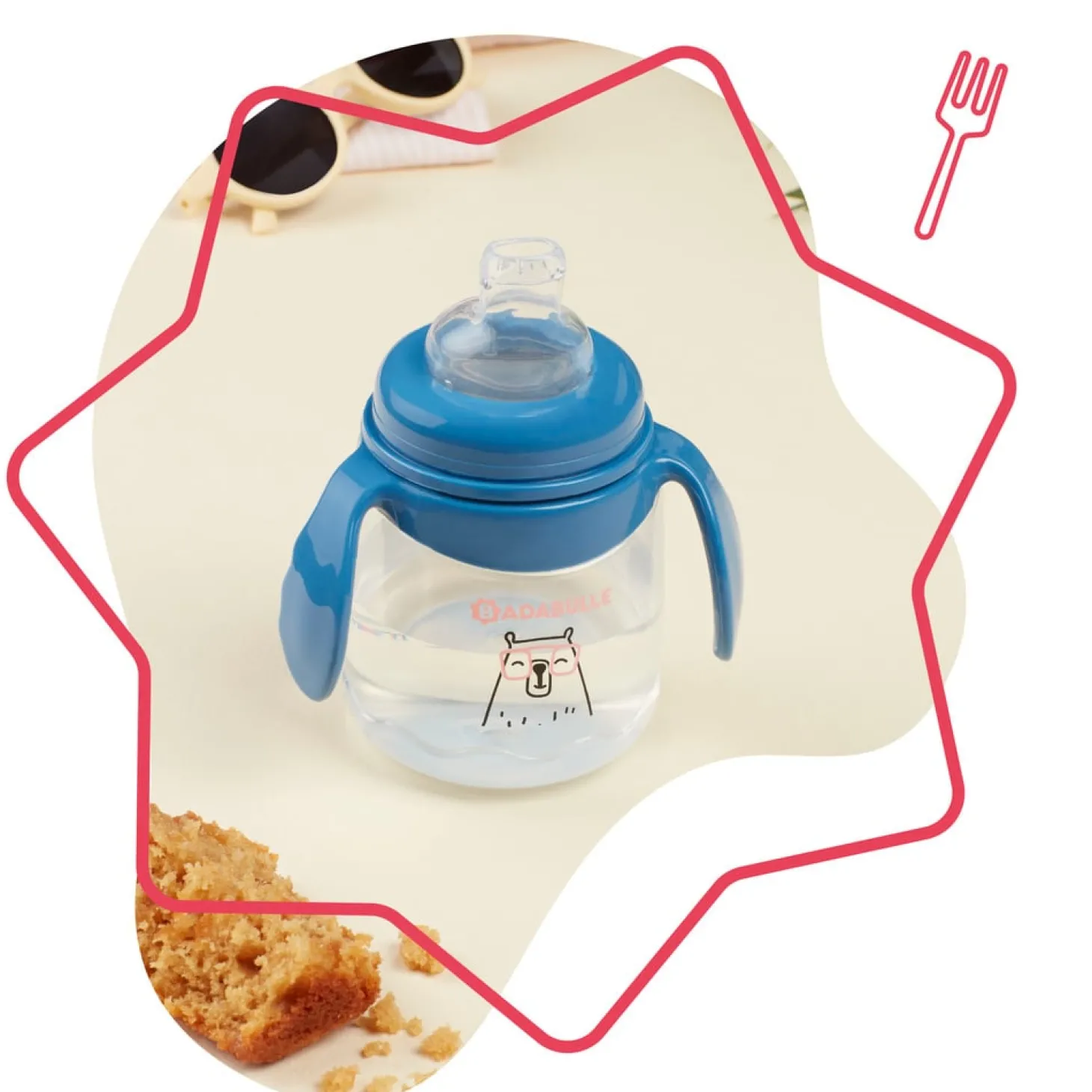 Badabulle Tasse anti fuite Bleu