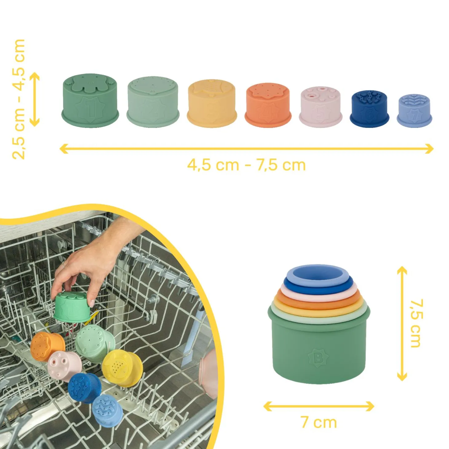 Badabulle Tasse empilables en silicone Multicolore