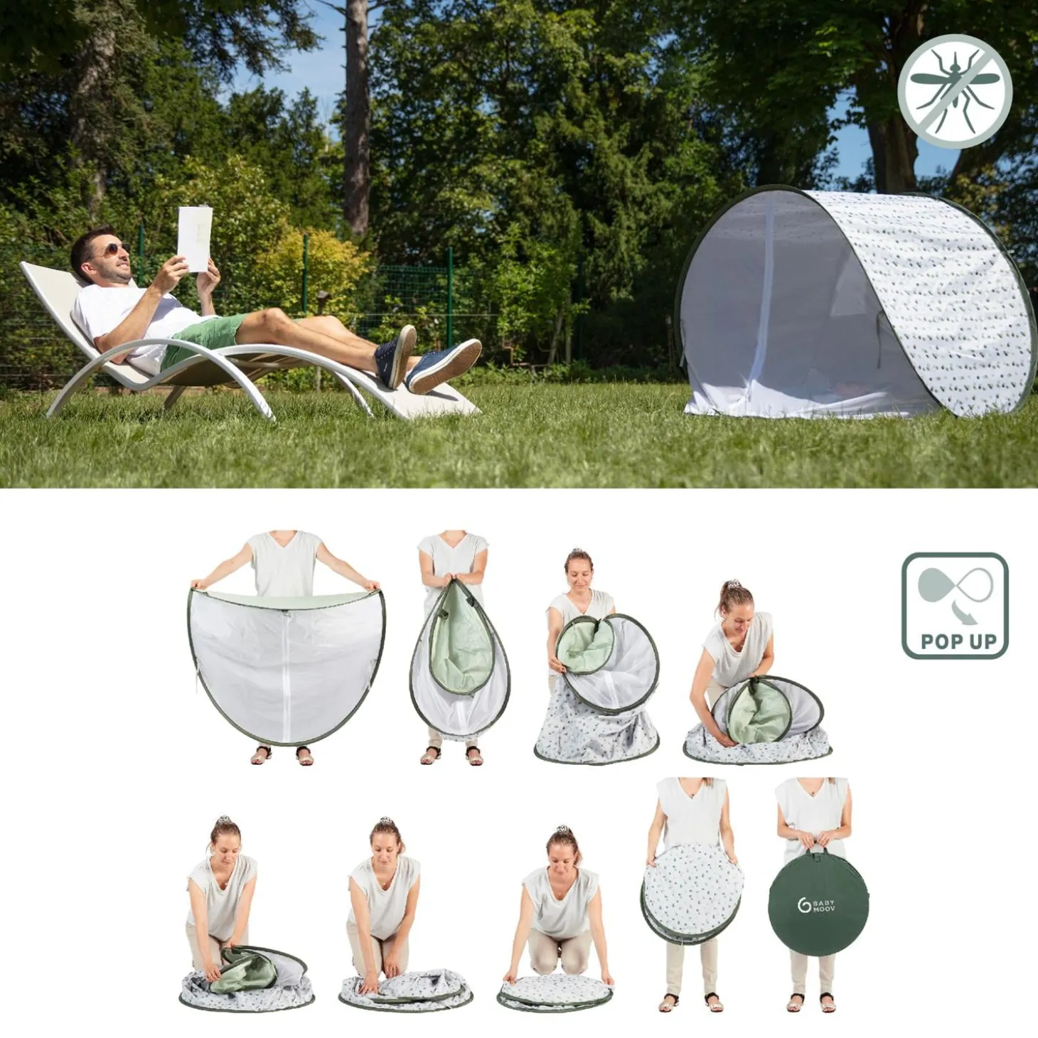 Badabulle Tente anti-UV Vert Sauge