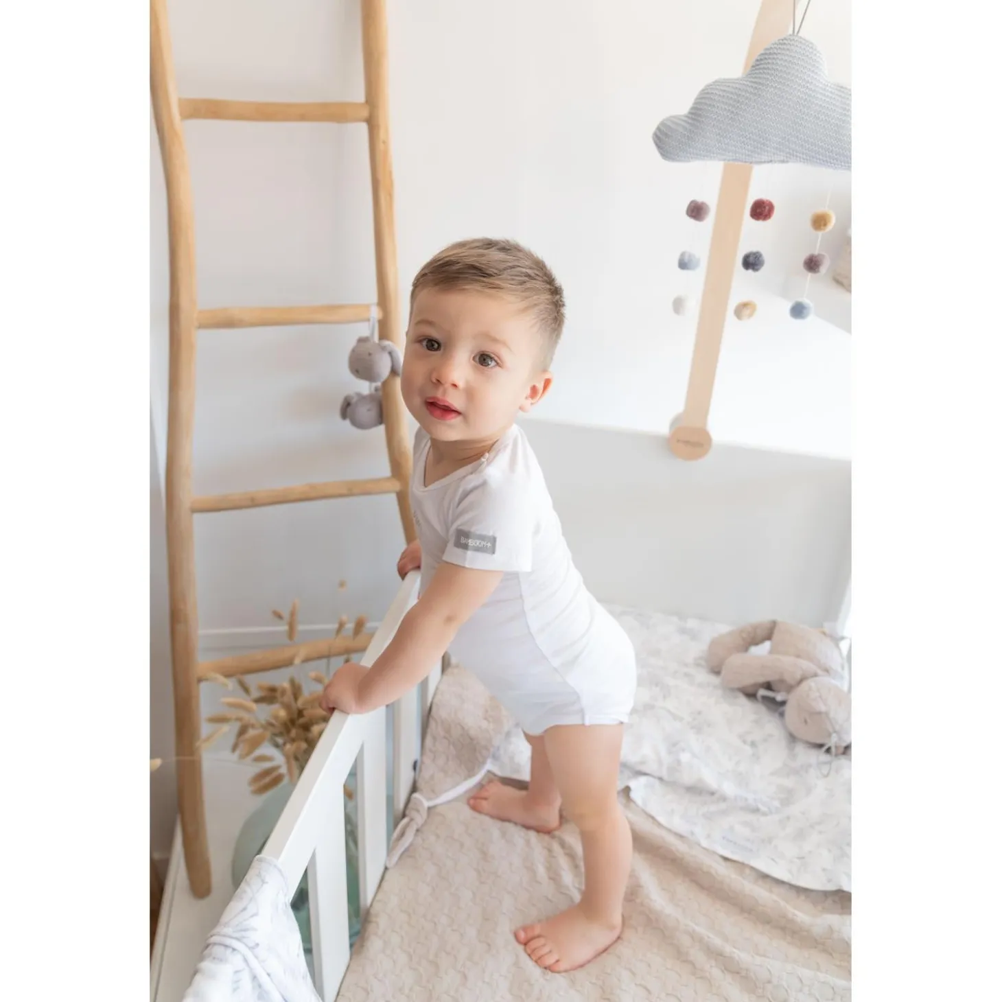 Bamboom Body bébé à manches courtes Blanc 6 mois