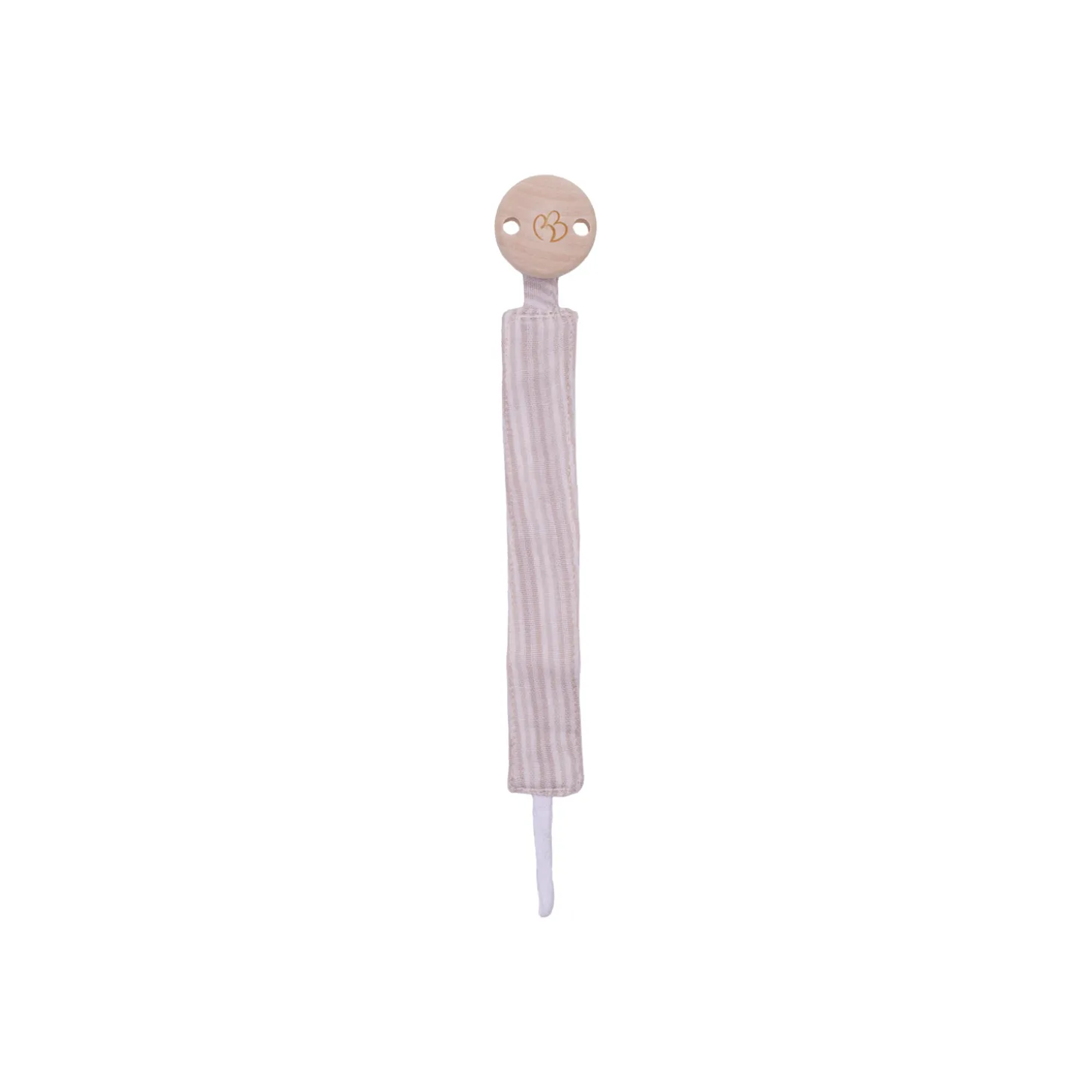 BB&Co Attache-sucette gaze de coton rayé Galet