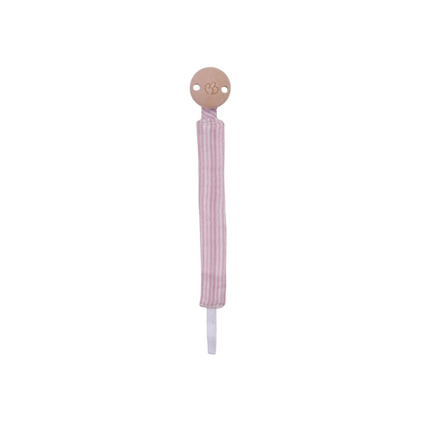 BB&Co Attache-sucette gaze de coton rayé Vieux Rose