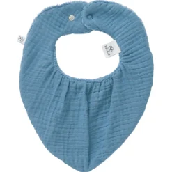 BB&Co Bavoir-bandana bambou/ gaze de coton Pierre Bleue