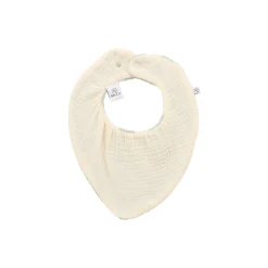 BB&Co Bavoir bandana réversible bambou / gaze rayée Ivoire/ Vert De Gris