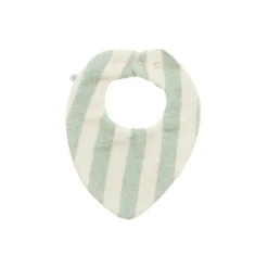 BB&Co                    Bavoir bandana réversible bambou / gaze rayée    Ivoire/ Vert De Gris