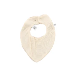 BB&Co Bavoir bandana réversible bambou / gaze rayée Ivoire/ Galet