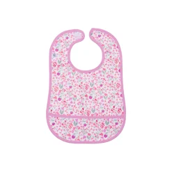 BB&Co                    Bavoir en tissu imperméable souple    Liberty/ Rose/ Framboise
