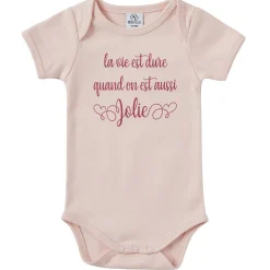 BB&Co                    Body manches courtes "La vie est dure"    Blush            6 mois