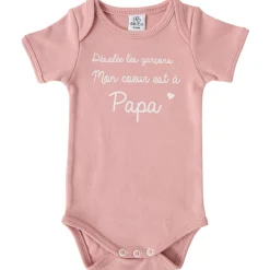 BB&Co                    Body manches courtes Mon cœur est à Papa    Rose Thé