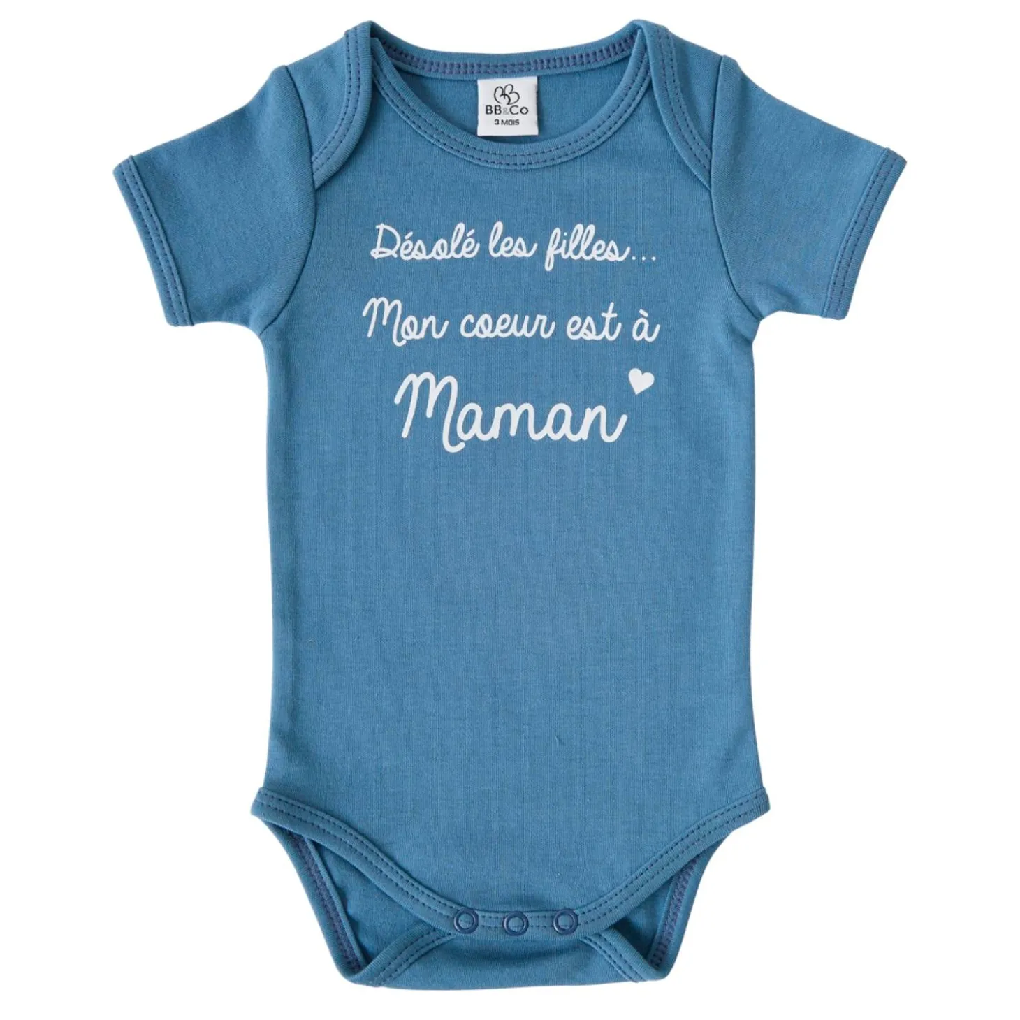 BB&Co Body manches courtes Mon cœur est à Maman Pierre Bleue