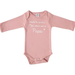 BB&Co                    Body manches longues Mon cœur est à Papa    Rose Thé