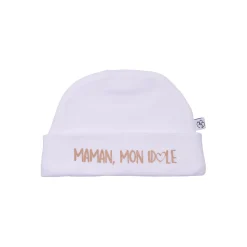 BB&Co                    Bonnet doublé pur coton Maman mon idole    Blanc             Naissance