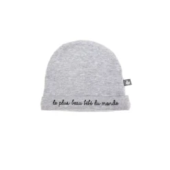 BB&Co                    Bonnet "Le plus beau bébé du monde"    Gris Chine            Naissance