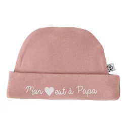 BB&Co                    Bonnet naissance Mon coeur est à papa    Rose Thé            Naissance