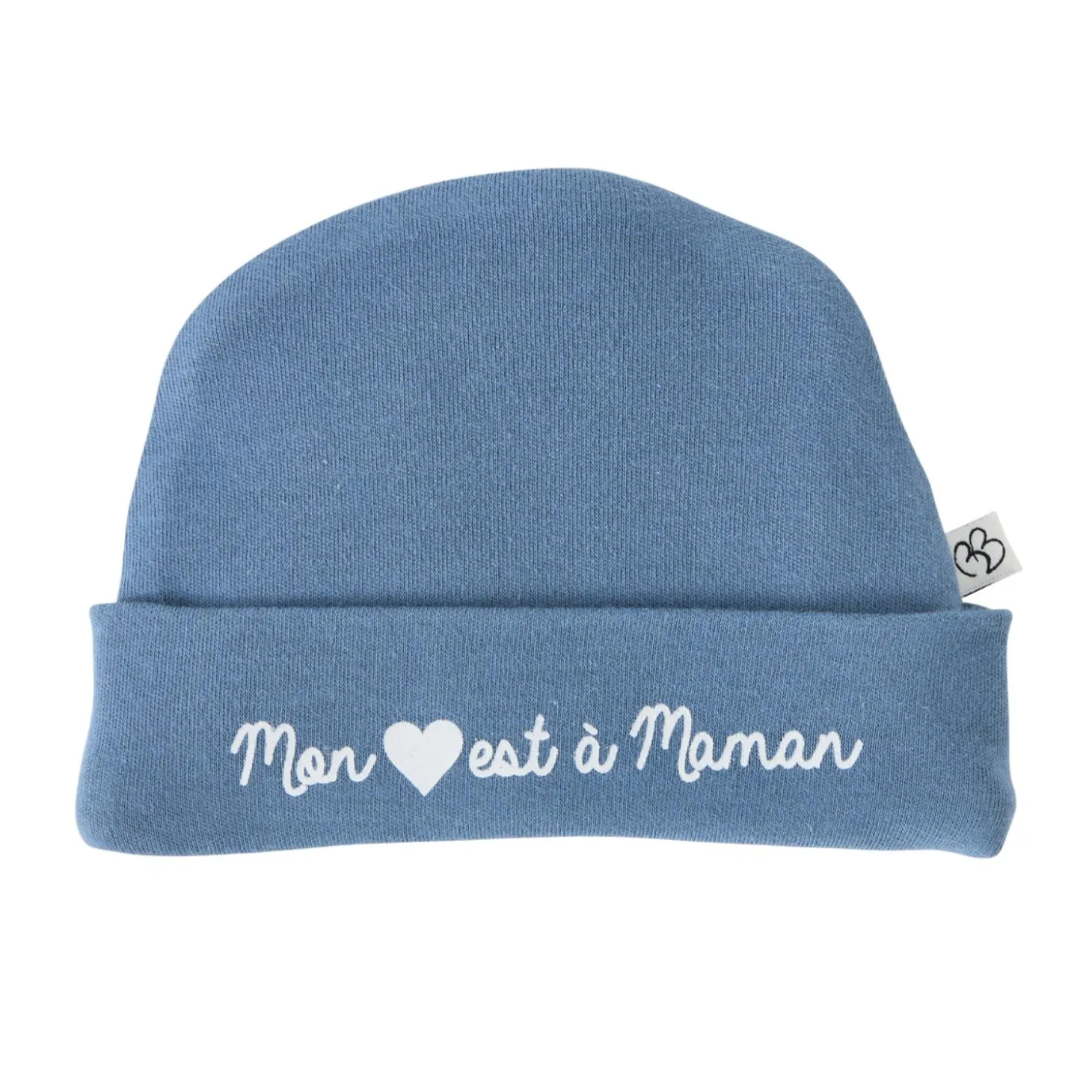 BB&Co Bonnet naissance Mon coeur est à maman Pierre Bleue Naissance