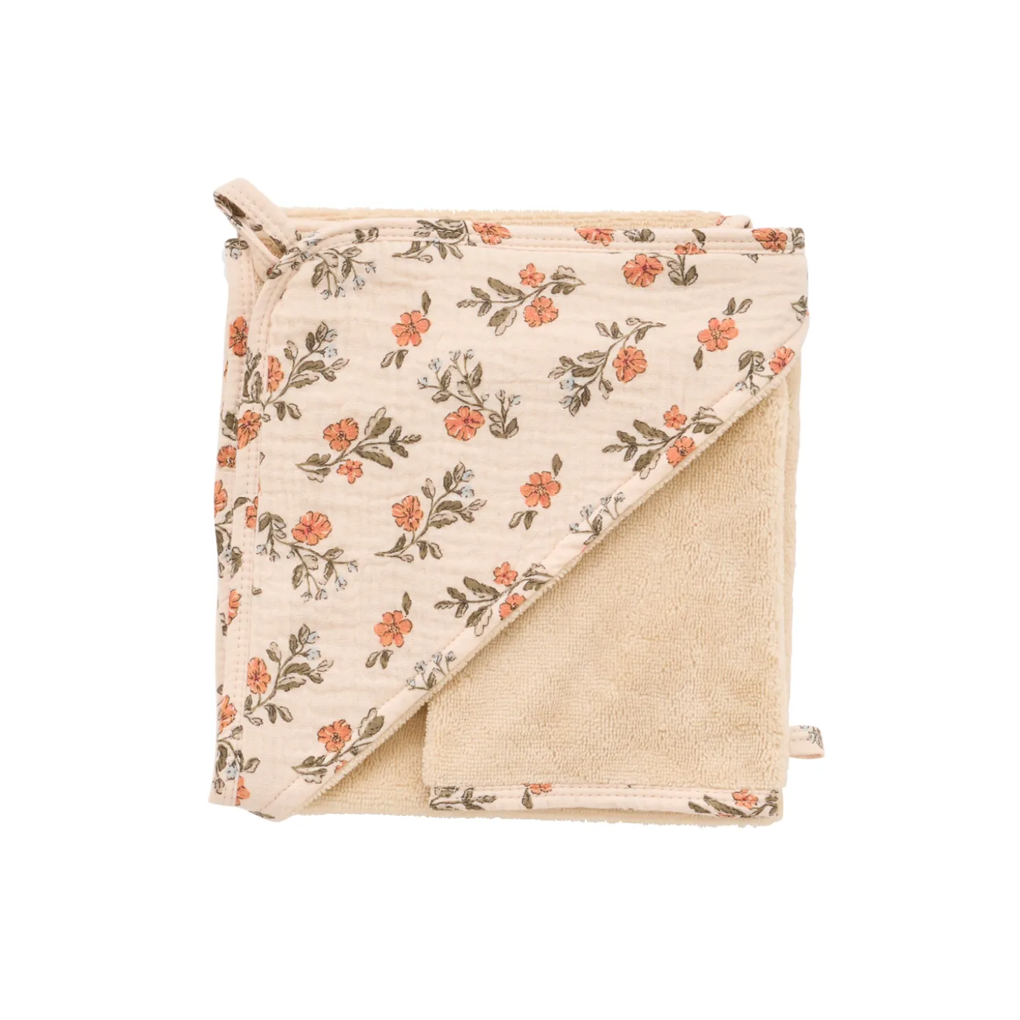 BB&Co Cape de bain bambou + gant Secret cottage Fleurs / Beige 70x70 cm