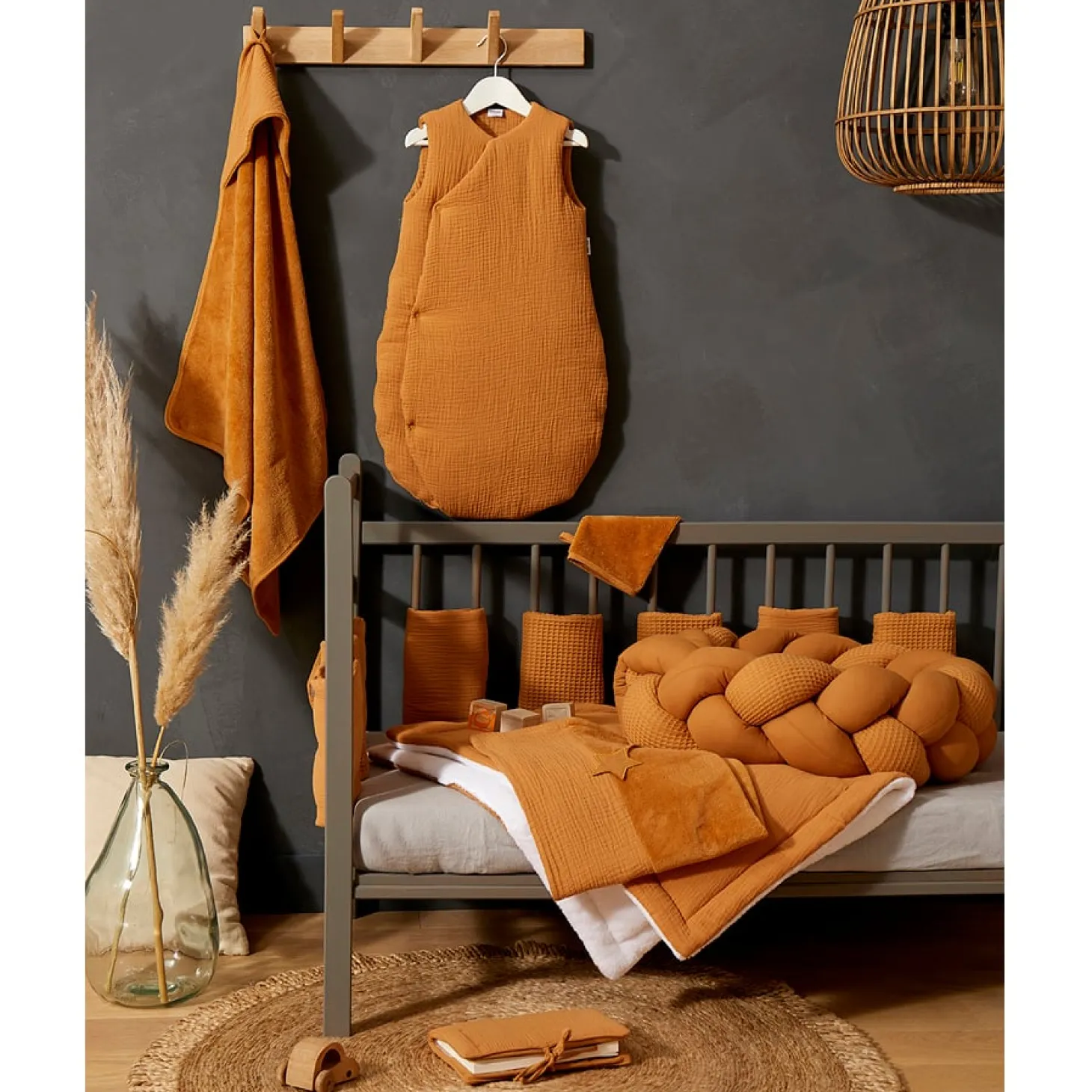 BB&Co Cape de bain + gant bambou & gaze Mix&Match Noisette 0-24 mois