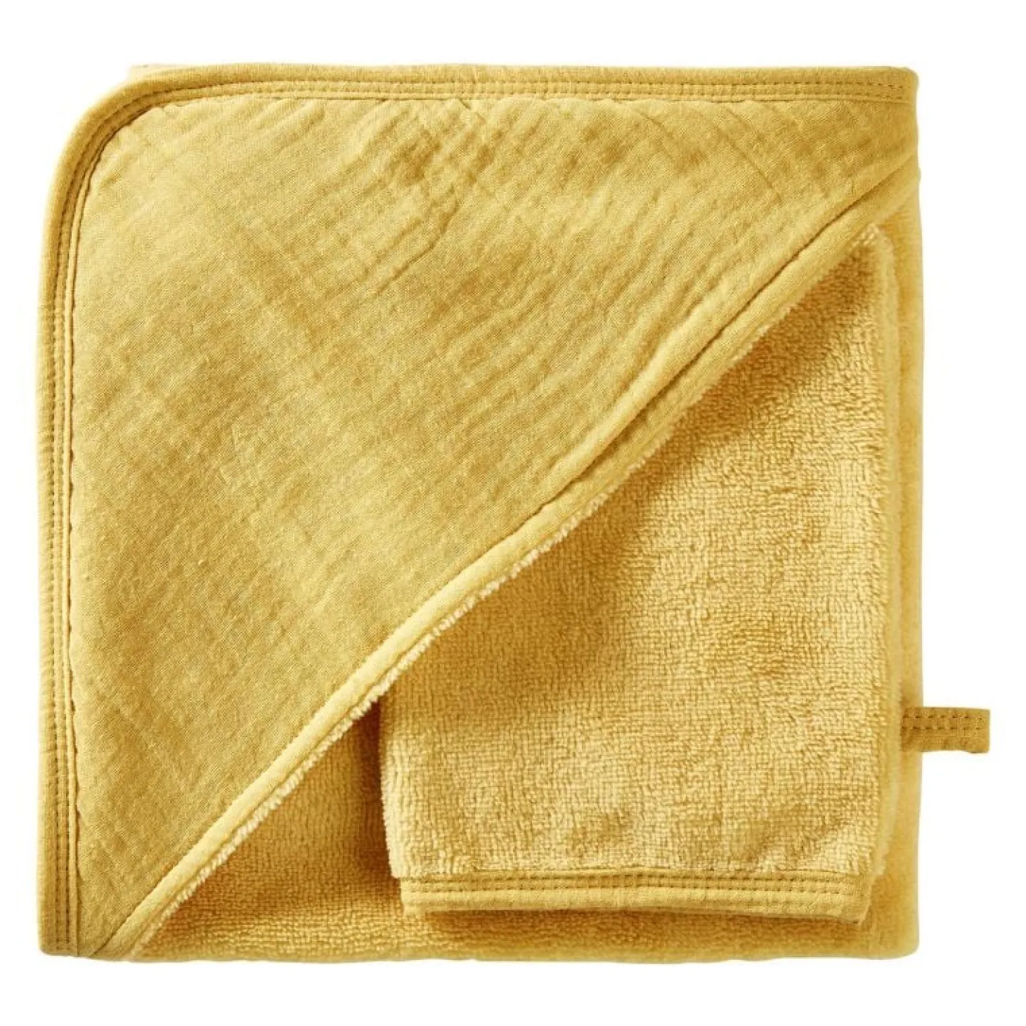 BB&Co Cape de bain + gant bambou & gaze Mix&Match Moutarde