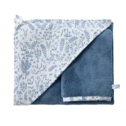 BB&Co                    Cape de bain + gant    Forêt Enchantée Blanc/ Bleu            70x70 cm