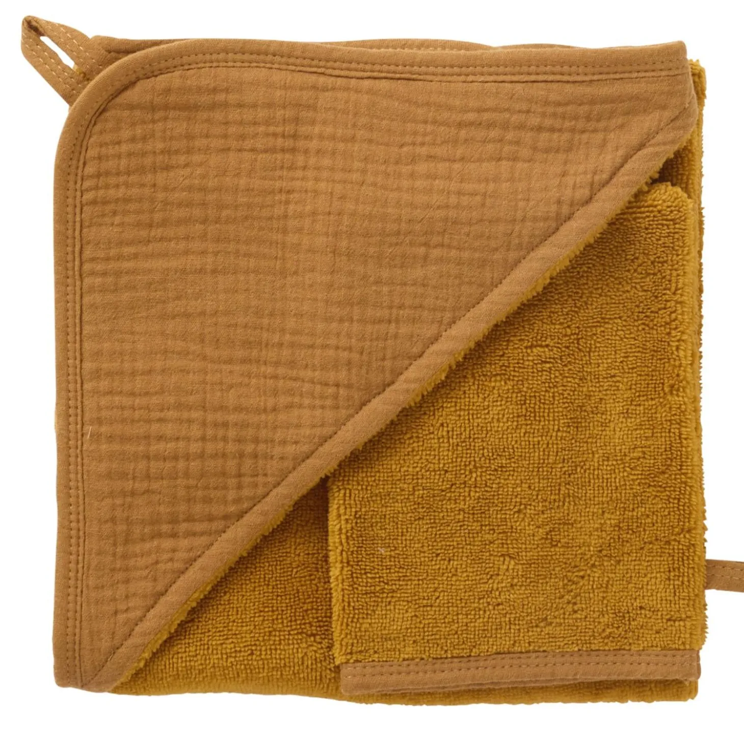 BB&Co Cape de bain + gant Mix & Match Havane 70x70 cm