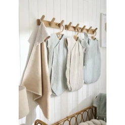 BB&Co Cape de bain + gant rayé Soft Stripes Écru/ Galet 70x70 cm