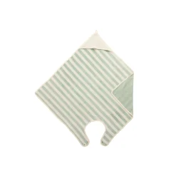 BB&Co                    Cape de bain Tablier en bambou rayée    Ivoire/ Vert De Gris            100x100 cm