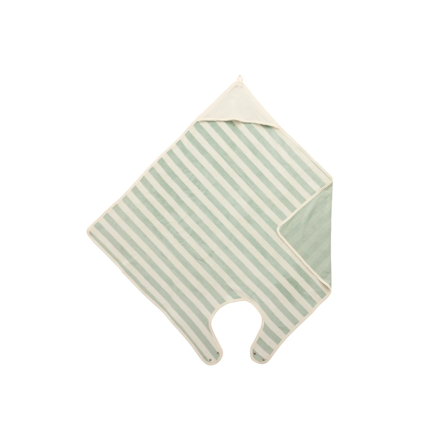 BB&Co Cape de bain Tablier en bambou rayée Ivoire/ Vert De Gris 100x100 cm