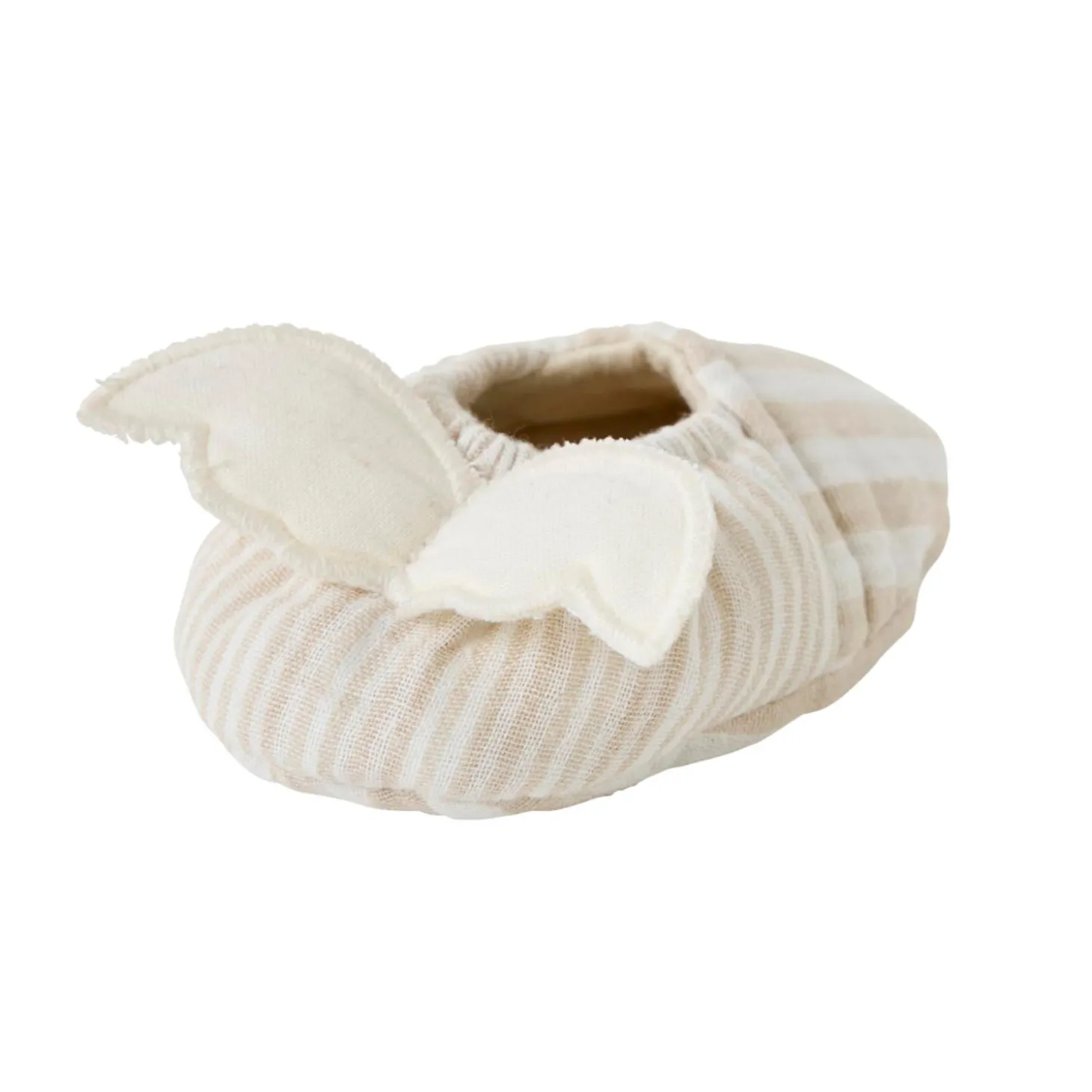 BB&Co Chaussons ailes d’ange en gaze rayé Écru/ Galet 0-6 mois
