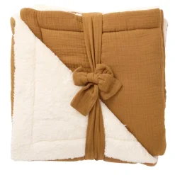 BB&Co                    Couverture peluche gaze & microfibre Mix&Match    Havane            70x100 cm