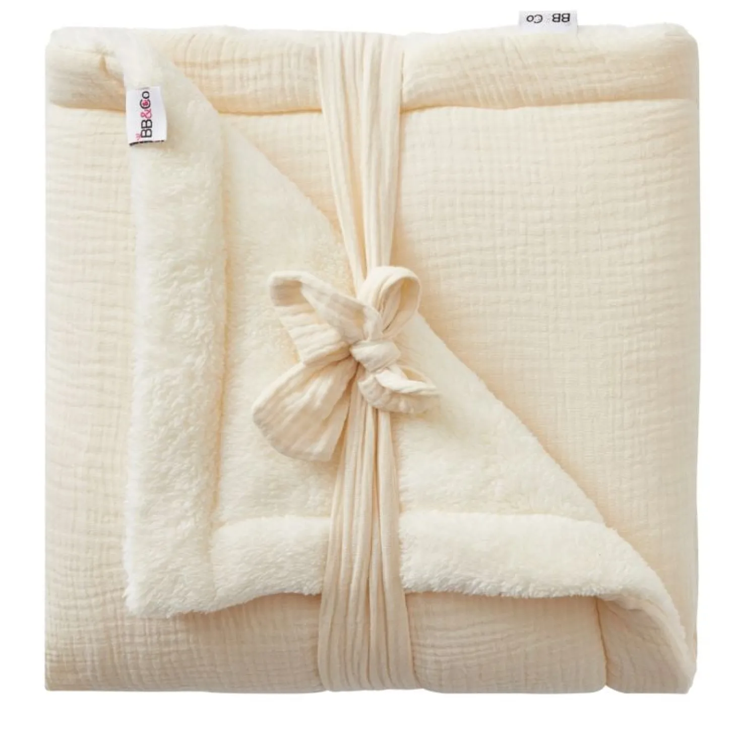 BB&Co Couverture peluche & gaze Mix & Match Mousse De Lait 100x70 cm