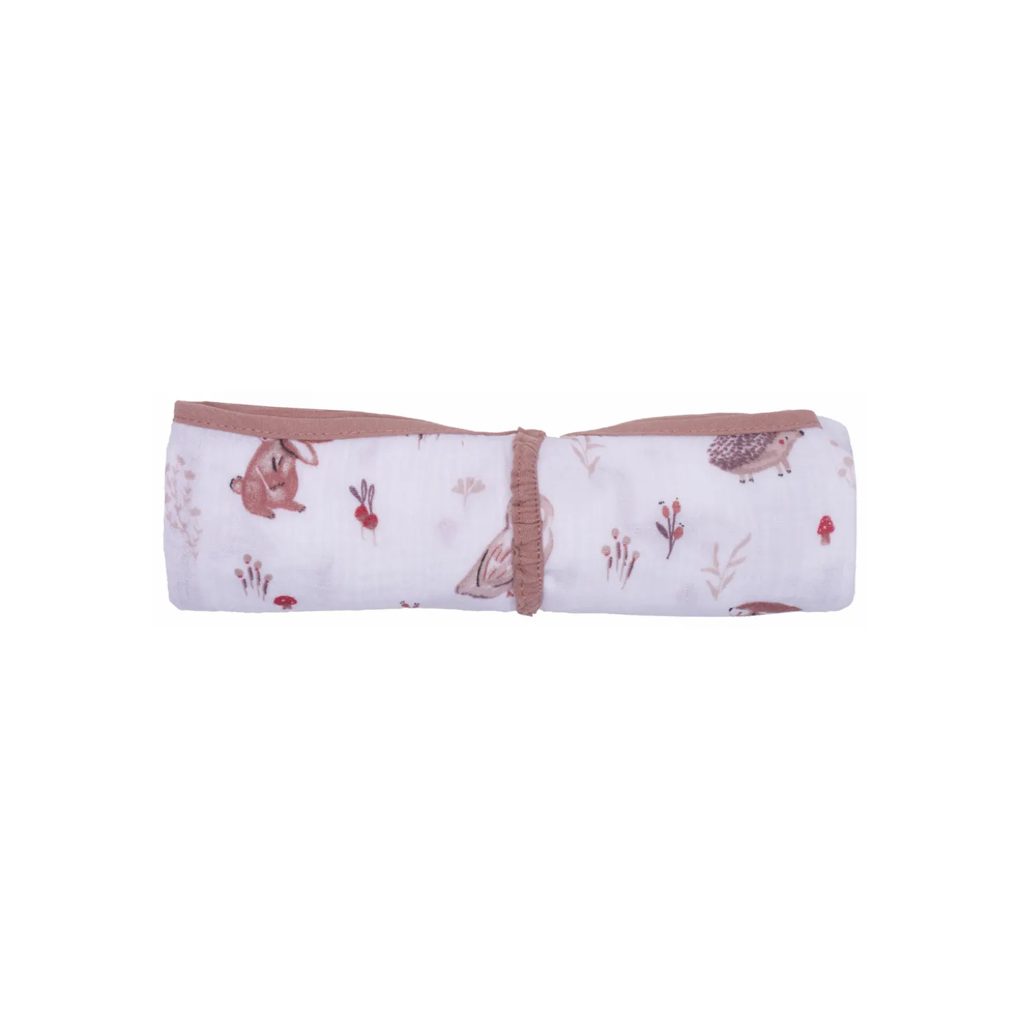 BB&Co Lange en double gaze gaufré imp. Blanc/ Mocha 70x70 cm