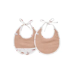 BB&Co                    Lot de 2 bavoirs naissance gaze Cosy Forest    Blanc/ Mocha