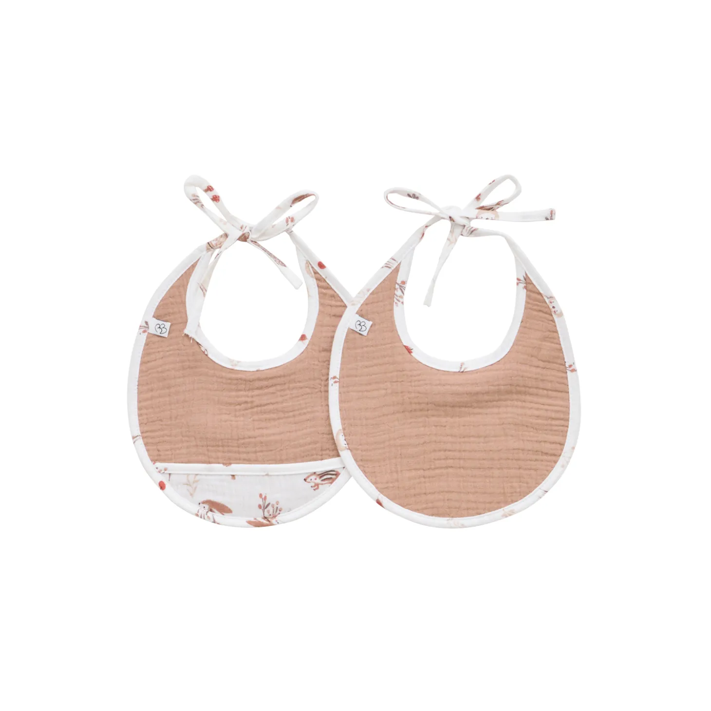 BB&Co Lot de 2 bavoirs naissance gaze Cosy Forest Blanc/ Mocha