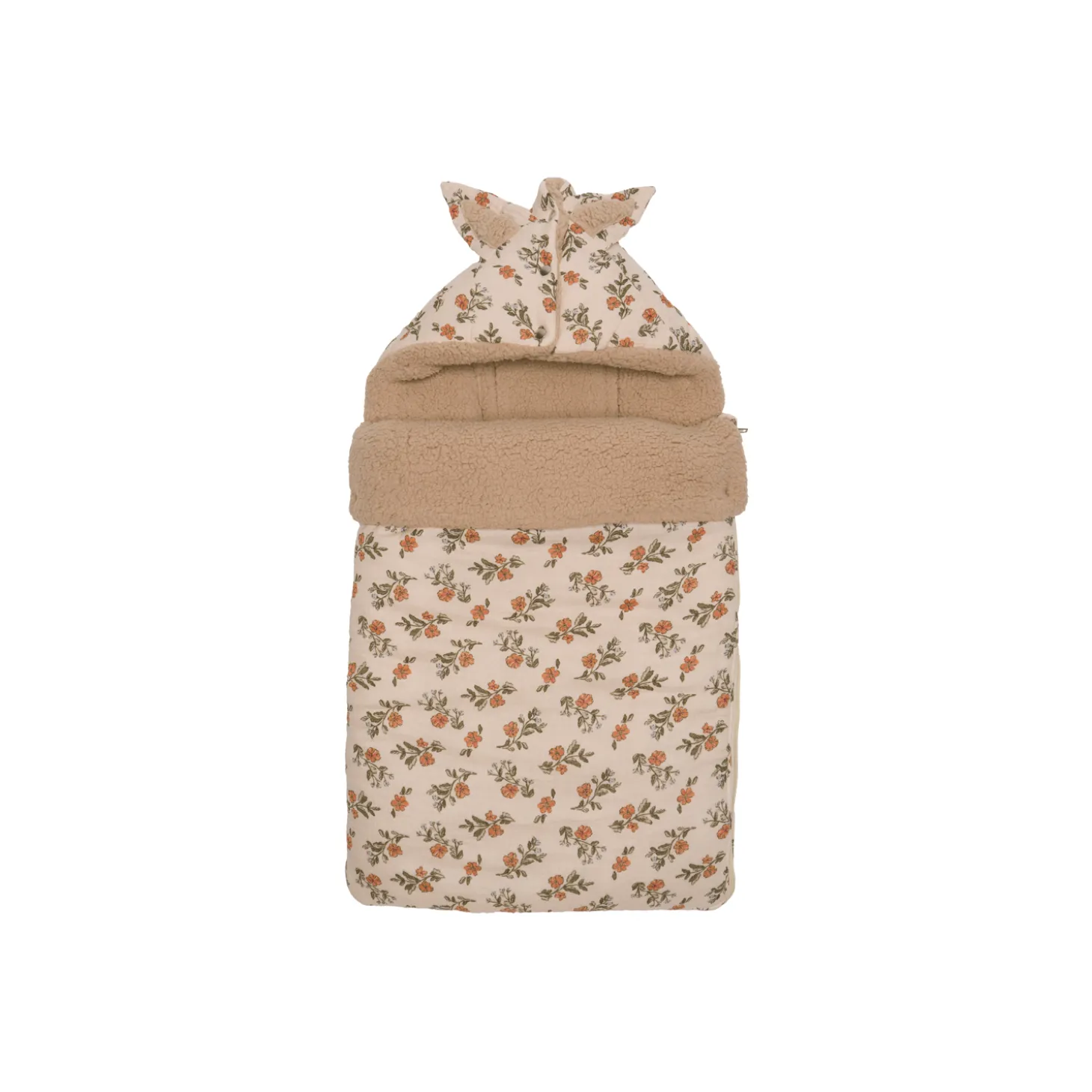 BB&Co Nid d’ange en coton fleurs doublé sherpa Fleurs/ Ourson 0-6 mois