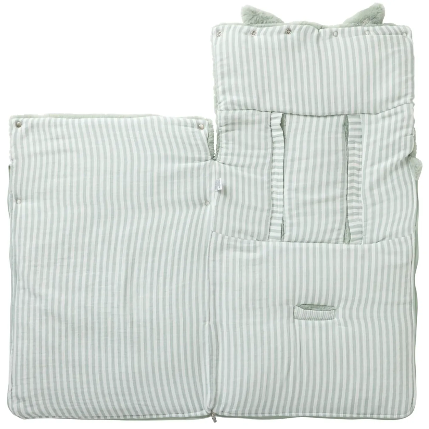 BB&Co Nid d’ange fausse fourrure doublé gaze de coton Vert De Gris 0-6 mois