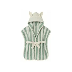 BB&Co                    Peignoir bambou et gaze de coton rayée    Ivoire/ Vert De Gris